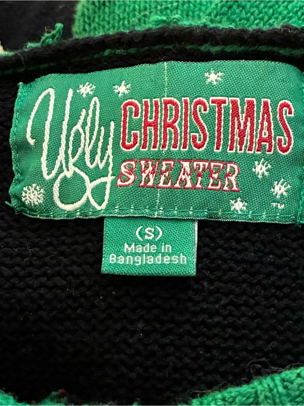 Ugly Christmas Sweater Hooded Sweater Christmas Tree Black Green S